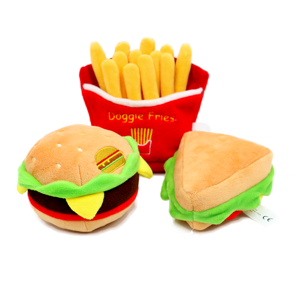 Pet Puppy Chew Fleece Sound Hamburger French Fries Coffee Pet Toys Product