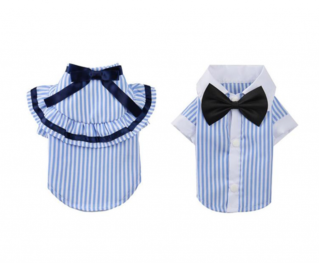 Pet Stripe Couples Wear Light Breathable Spring Summer Pet Clothes Cat Dog Clothing