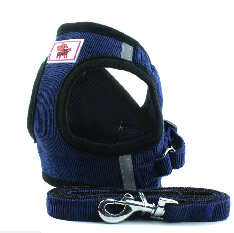 Pet Supplies Corduroy Adjustable Custom Reflective Pet Chest Straps Dog Rope Harness Leash Set