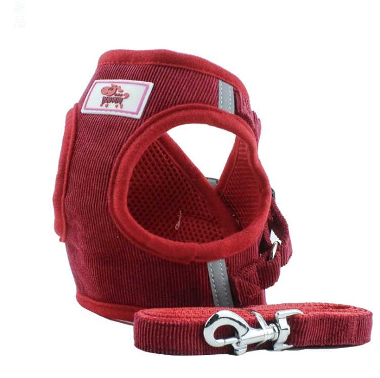 Pet Supplies Corduroy Adjustable Custom Reflective Pet Chest Straps Dog Rope Harness Leash Set