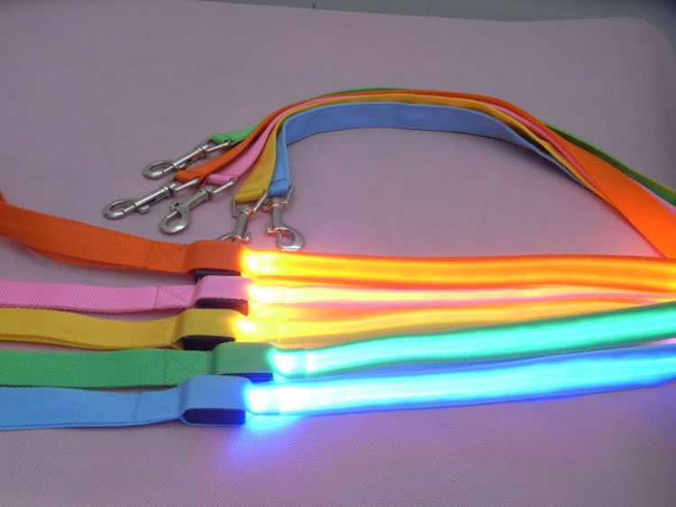 Pet Supplies Custom Print Logo Walking Night Glowing Led Flashing Dog Leash