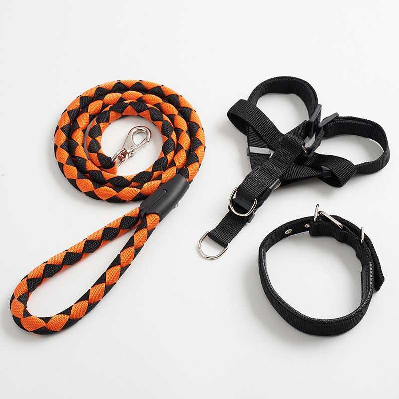 Pet Supplies Nylon Dog Chain Threepiece Set Lengthened Dog Leash No Pull Easy Walk Outdoor XXL Size