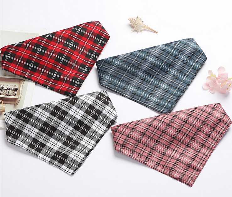 Pet Washable Triangle Plaid Bandanas Para Mascota Adjustable Custom Dog Scarf Bandana