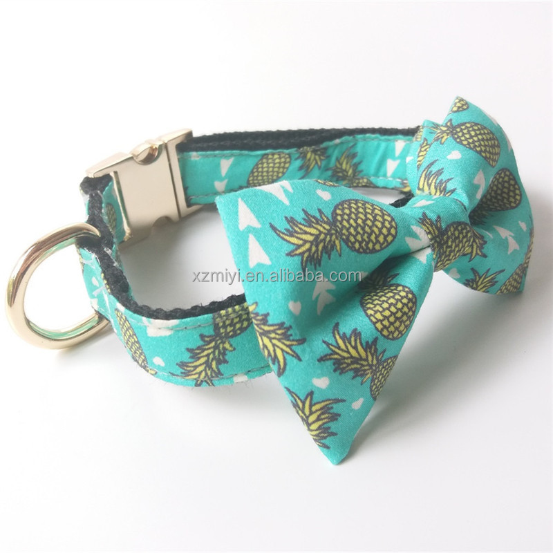 Pineapple Dog Collar With Bow Tie Basic Dog Cotton Dog Cat Necklace Pet Gift