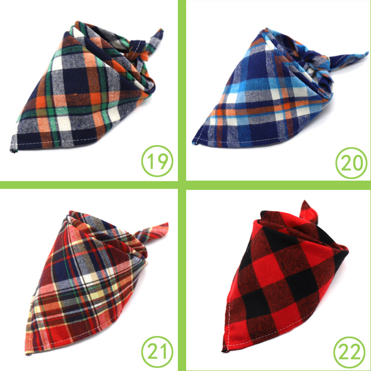 Plaid Soft Cotton Trigonal Christmas Pet Bandana