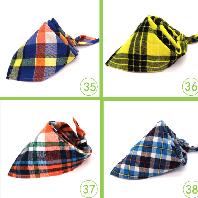 Plaid Soft Cotton Trigonal Christmas Pet Bandana