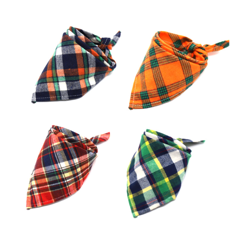 Plaid Soft Cotton Trigonal Christmas Pet Bandana