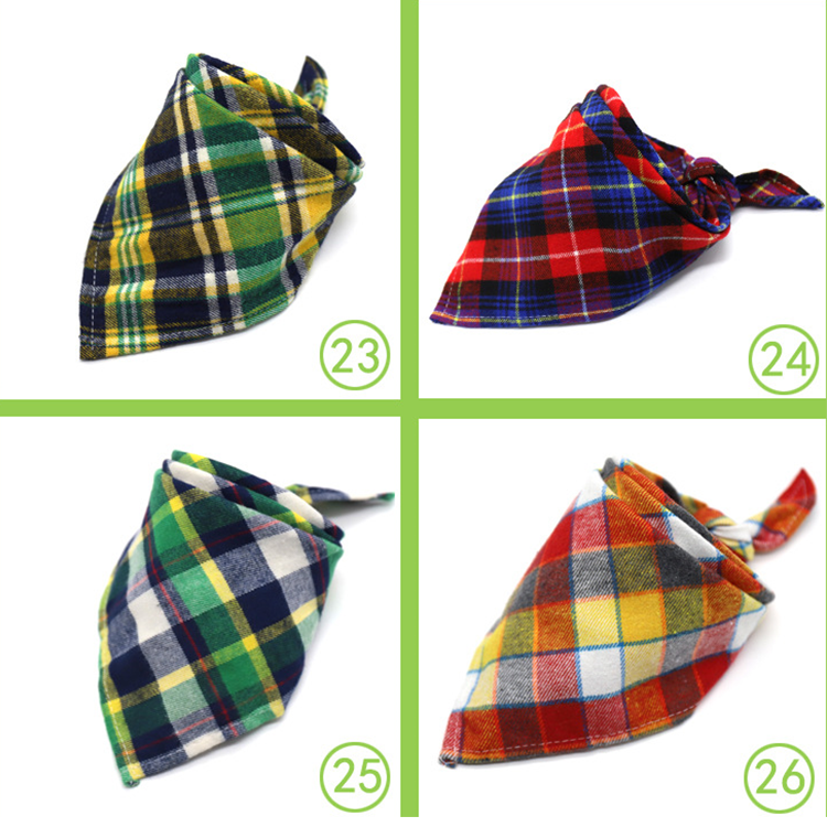 Plaid Soft Cotton Trigonal Christmas Pet Bandana