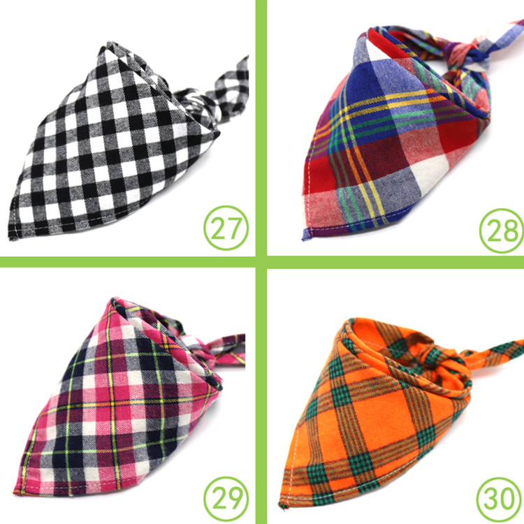 Plaid Soft Cotton Trigonal Christmas Pet Bandana