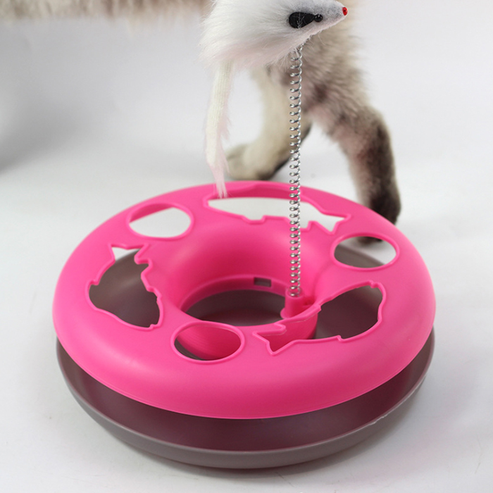 Plastic Cat Toy Play Plate Feather Mouse Interactive Cat Toys With