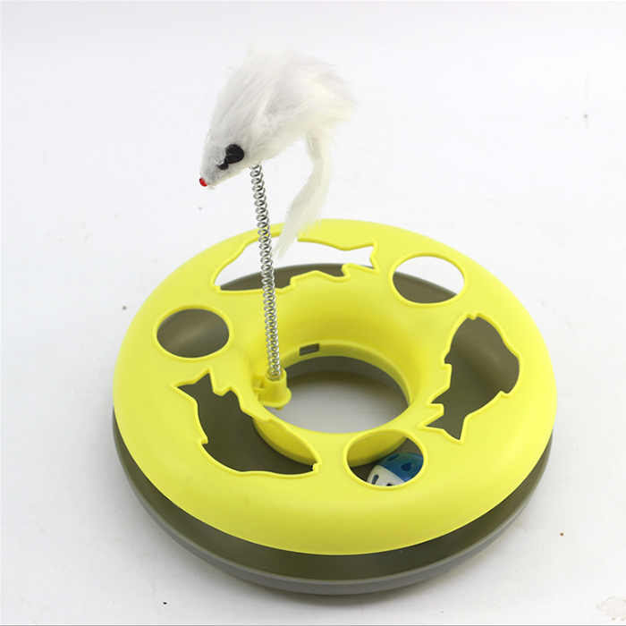 Plastic Cat Toy Play Plate Feather Mouse Interactive Cat Toys With