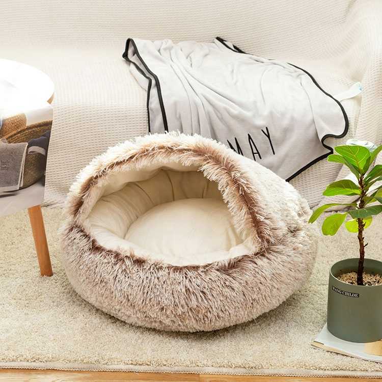 Plush Dog Bed Crystal Plush Warm Round Half Pack Cat Nest Deep Sleep Cat Mat Pet Bed