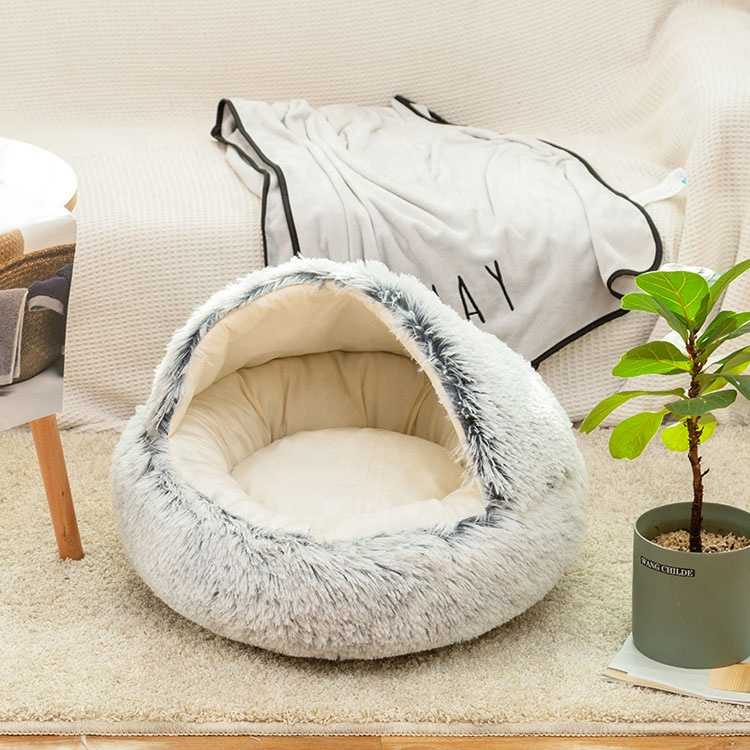Plush Dog Bed Crystal Plush Warm Round Half Pack Cat Nest Deep Sleep Cat Mat Pet Bed