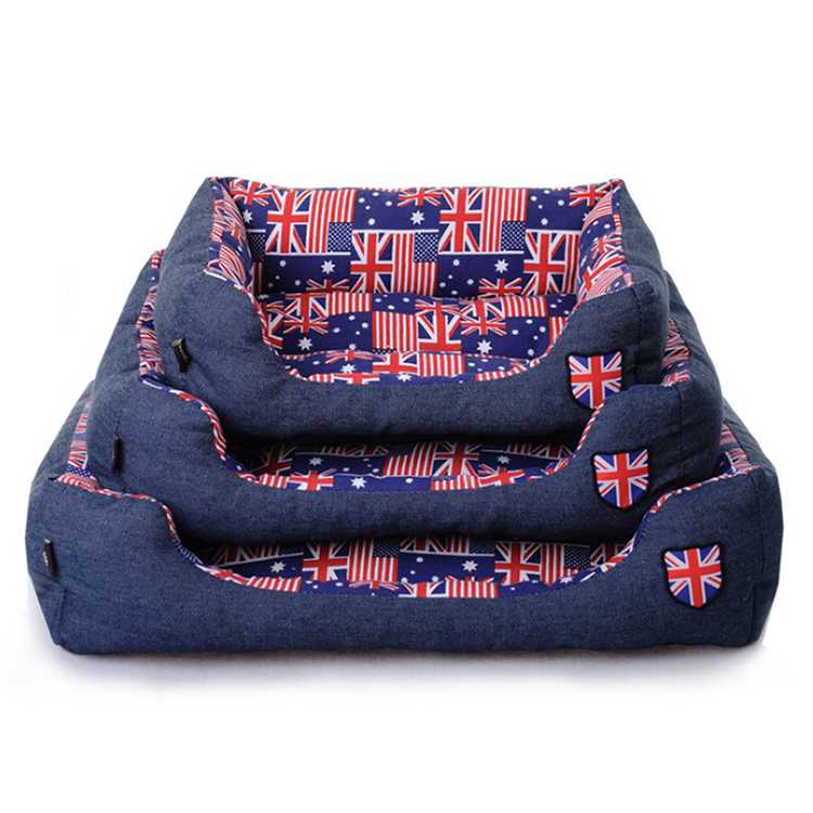 Printed Canvas Dog Bed Sofa British Pet Bed Waterproof Dog Beds Cat