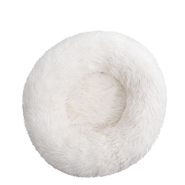 Professional Customized Logo NonToxic Materials Comfortable Synthetic Plush Fur Donut Cuddler Dog Bed