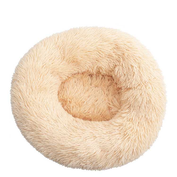 Professional Customized Logo NonToxic Materials Comfortable Synthetic Plush Fur Donut Cuddler Dog Bed