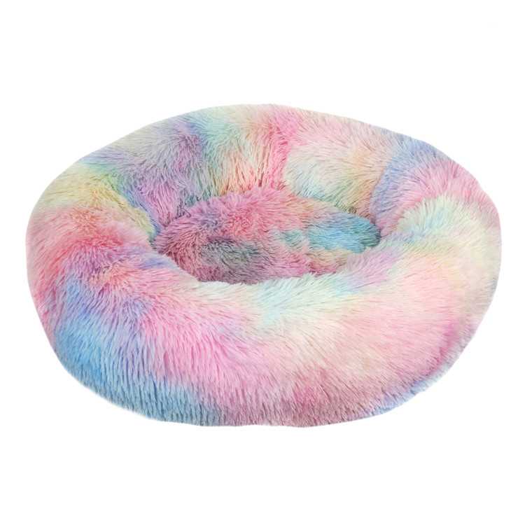 Professional Customized Logo NonToxic Materials Comfortable Synthetic Plush Fur Donut Cuddler Dog Bed