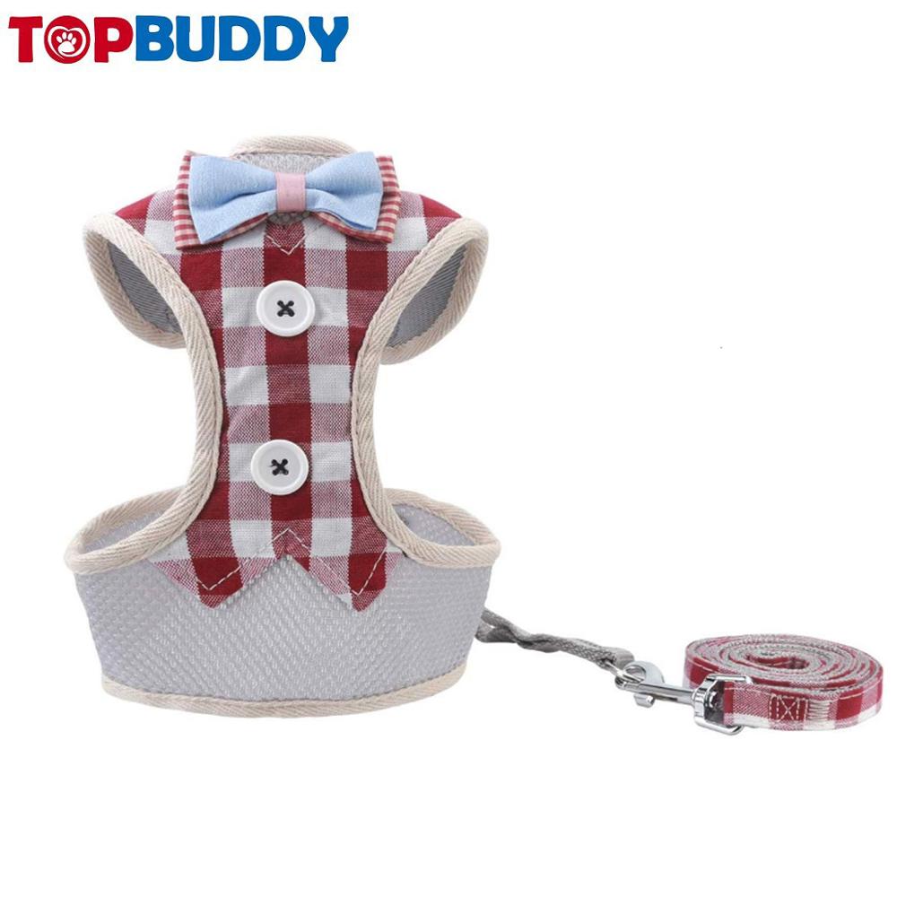 Puppy Padded Mesh Front Vest With Leash Adjustable Pets NoPull Walking Harness With Cute Bows Small Dogs