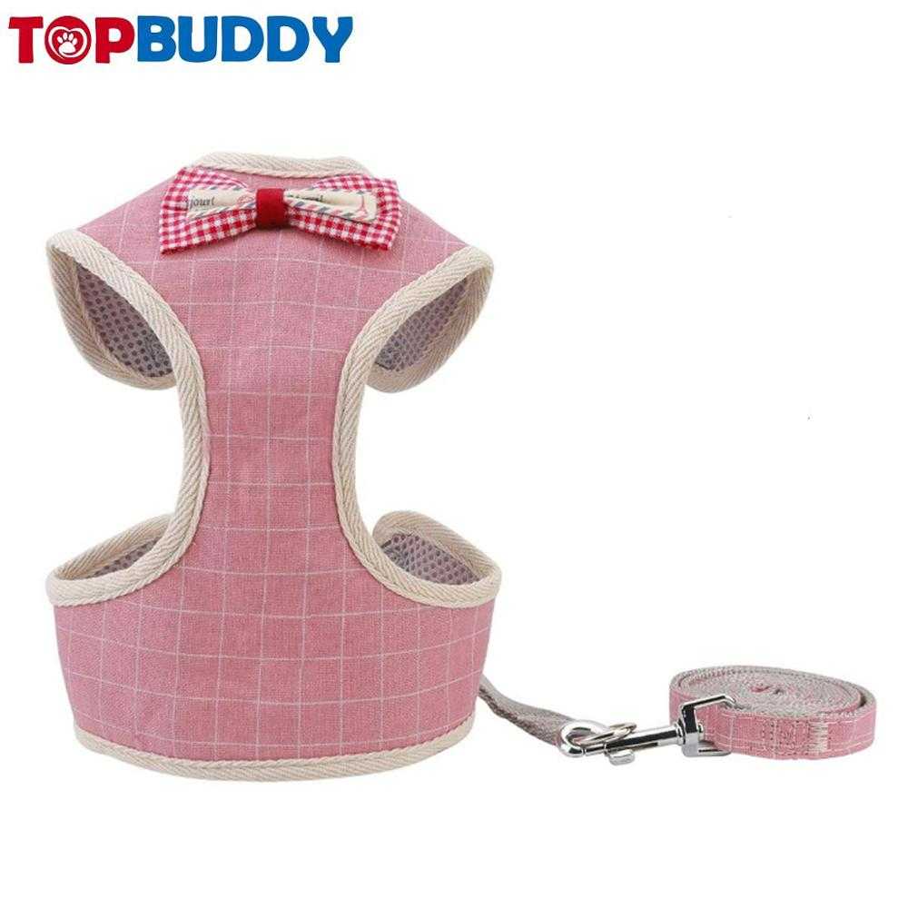 Puppy Padded Mesh Front Vest With Leash Adjustable Pets NoPull Walking Harness With Cute Bows Small Dogs