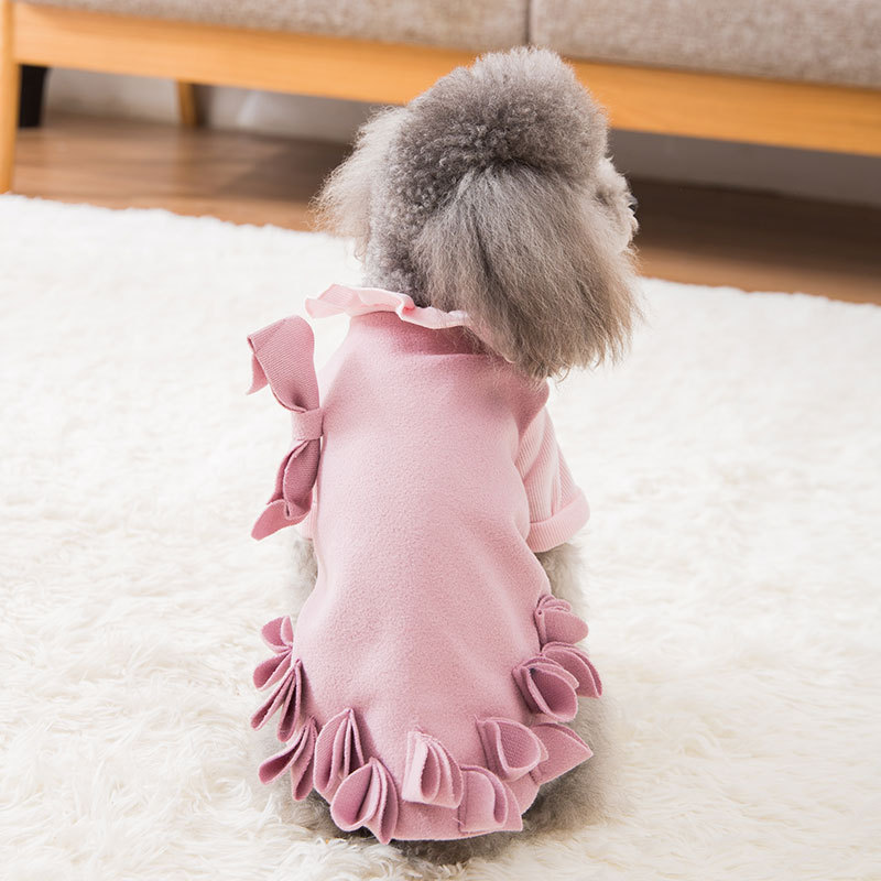 Pure Color Woolen Coat Small Dog Pet Warm Autumn Winter Dress
