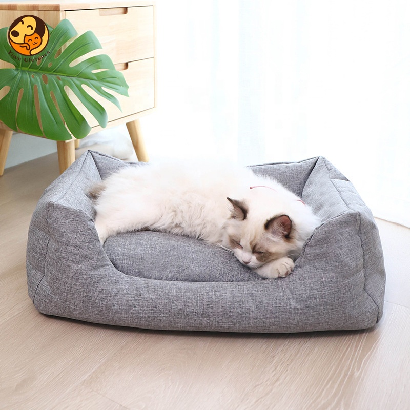 Rectangle Cotton Pet Bed Sofa Warm Soft Dog Sofa Bed Cat Sofa Bed