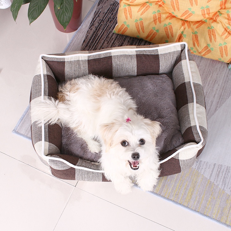 Rectangle Medium 20inches Plaid Non Slip Pet Summer Bed Sofa Easy Clean Pets Beds Chihuahua Teddy Within 5 Kg