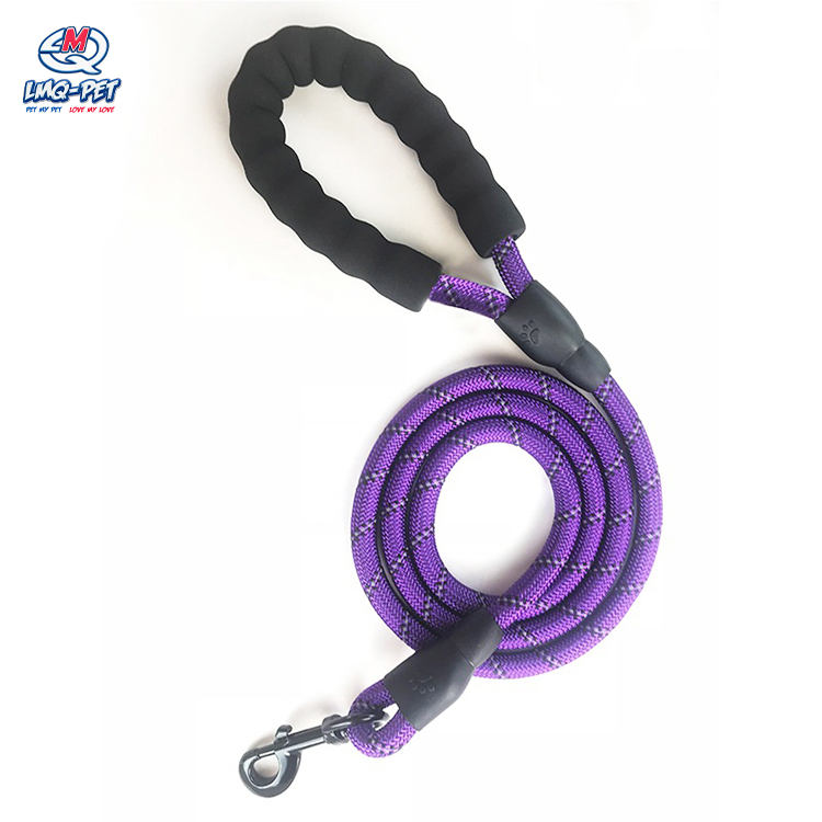 Reflective Handle Nylon Soft Padded Handle Dog Rope Leash Waterproof Colored Climbing Durable Rope Dog Leash
