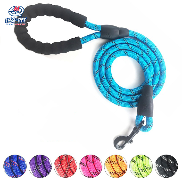 Reflective Handle Nylon Soft Padded Handle Dog Rope Leash Waterproof Colored Climbing Durable Rope Dog Leash