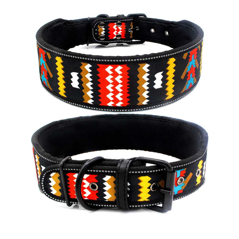 Reflective Multicolor Pet Collar With A Soft Comfort Dog Collar Backed With Dive Material Durable Tensile