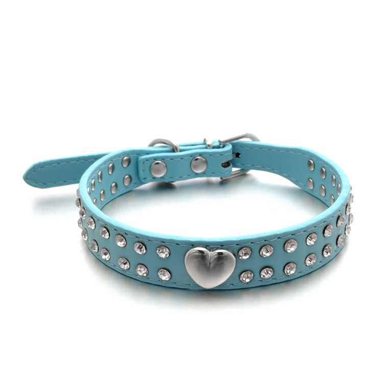 Rhinestone Pet Collars PU Leather Crystal Diamond Puppy Pet Collar Choker Cat Necklace Collars Leashes Dog