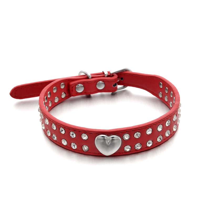 Rhinestone Pet Collars PU Leather Crystal Diamond Puppy Pet Collar Choker Cat Necklace Collars Leashes Dog