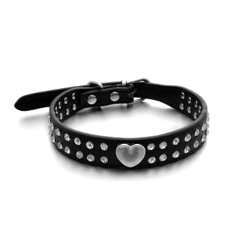 Rhinestone Pet Collars PU Leather Crystal Diamond Puppy Pet Collar Choker Cat Necklace Collars Leashes Dog