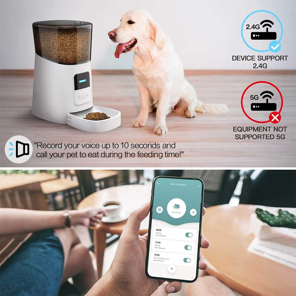 Robotcube App Control WiFi Enable Smart Pet Dog Food Dispenser Automatic Cat Pet Feeder Medium Small Pet Puppy