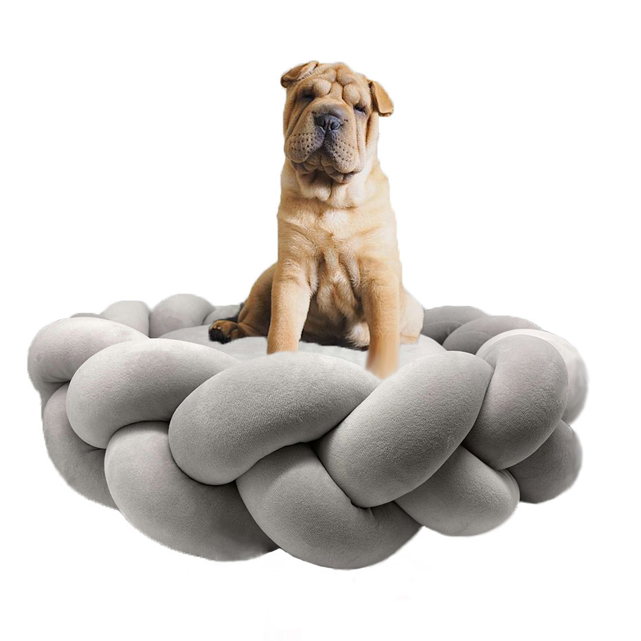 Round Woven Memory Foam Pet Bed Basket Dog Bed