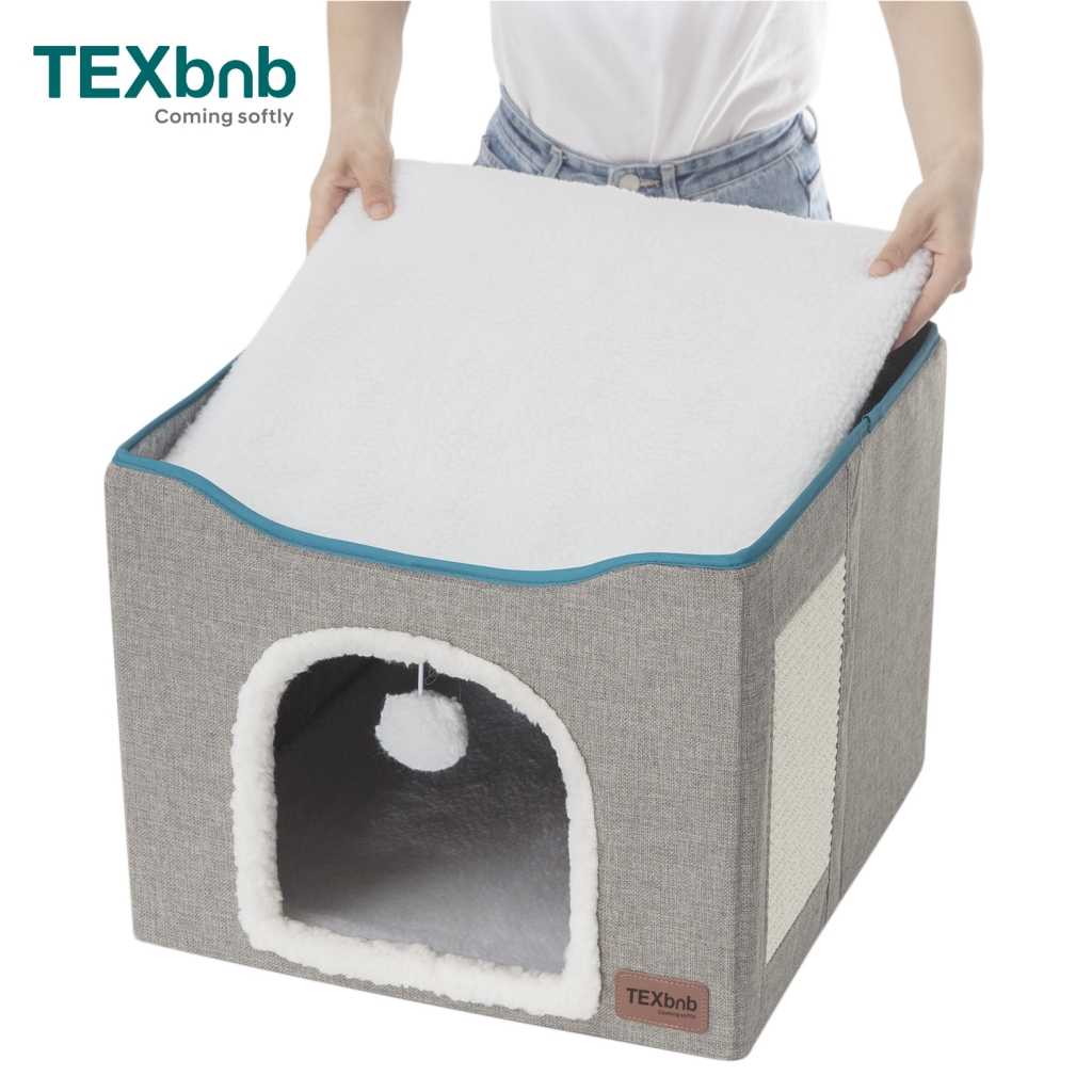 STOCKLow Felted Enclosed 21Cat Cube Cave Convenient Cave Funny Ball Pet Beds Sofa Cats