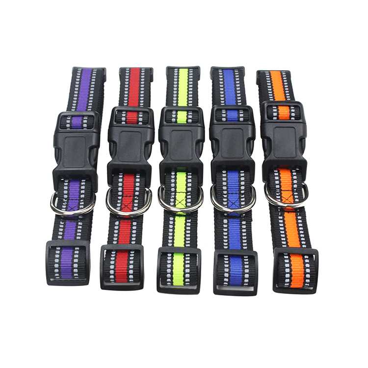 Safety Reflective Nylon Thick Dog Collar Accessories Multicolor Flashing Dog Cat Pet Collar Training