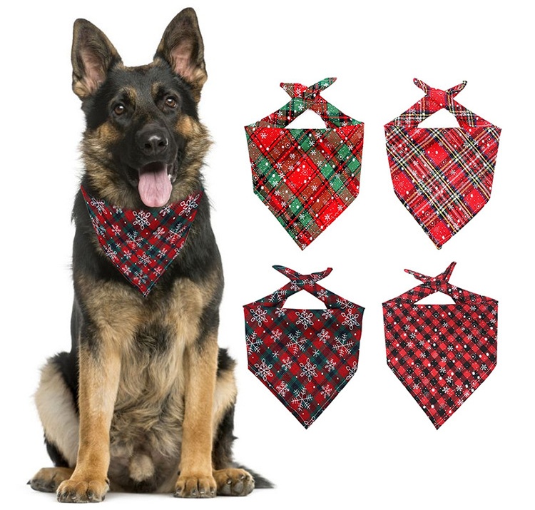 Sample Dog Scarves Christmas Custom Cotton Blank Sublimation Pet Dog Scarf Bandana