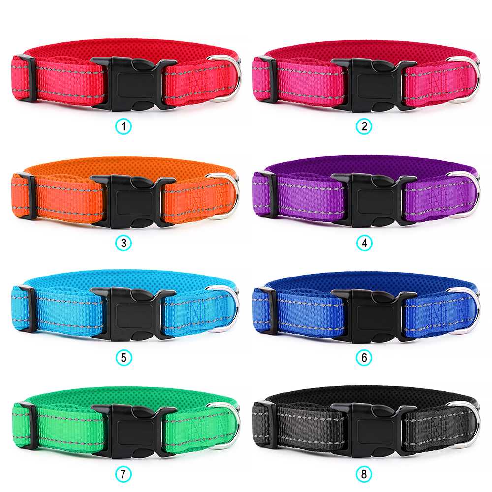 Sample Reflective Adjustable Nylon Webbing Padded Tactical Training Pet Dog Collar With Mesh Padding