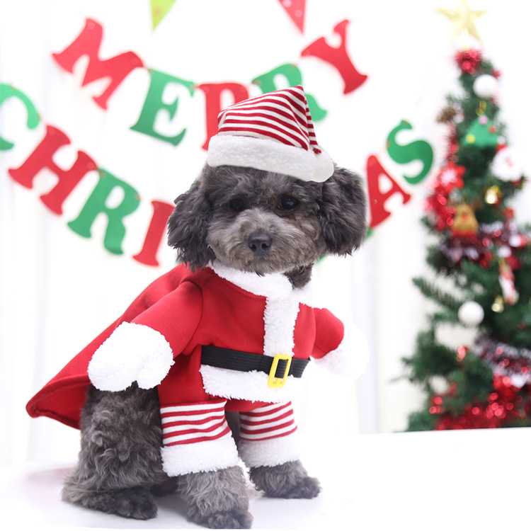 Santa Dog Costume Chihuahua Yorkshire Poodle Christmas Pet Clothes Winter Hoodie Coat Clothes Dog Pet Clothing