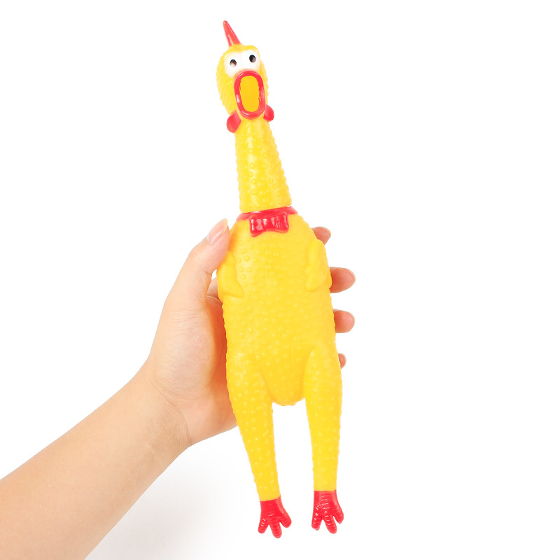 Screaming Yellow Rubber Chicken Squeaky Pet Dog Rubber Chew Toy