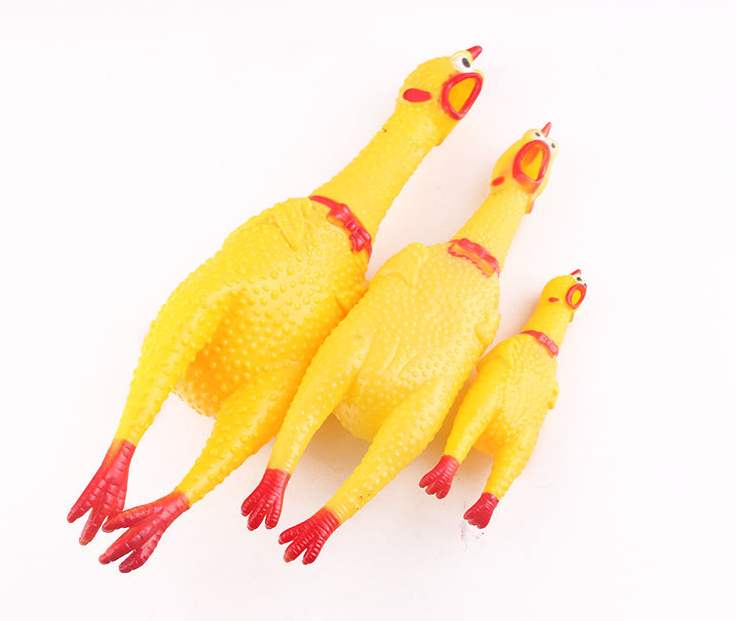 Screaming Yellow Rubber Chicken Squeaky Pet Dog Rubber Chew Toy