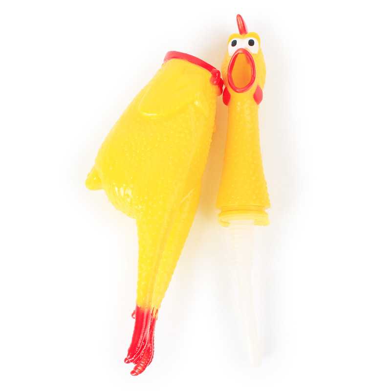 Screaming Yellow Rubber Chicken Squeaky Pet Dog Rubber Chew Toy