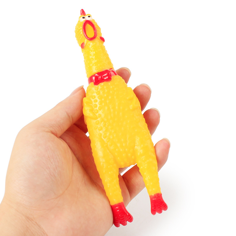 Screaming Yellow Rubber Chicken Squeaky Pet Dog Rubber Chew Toy