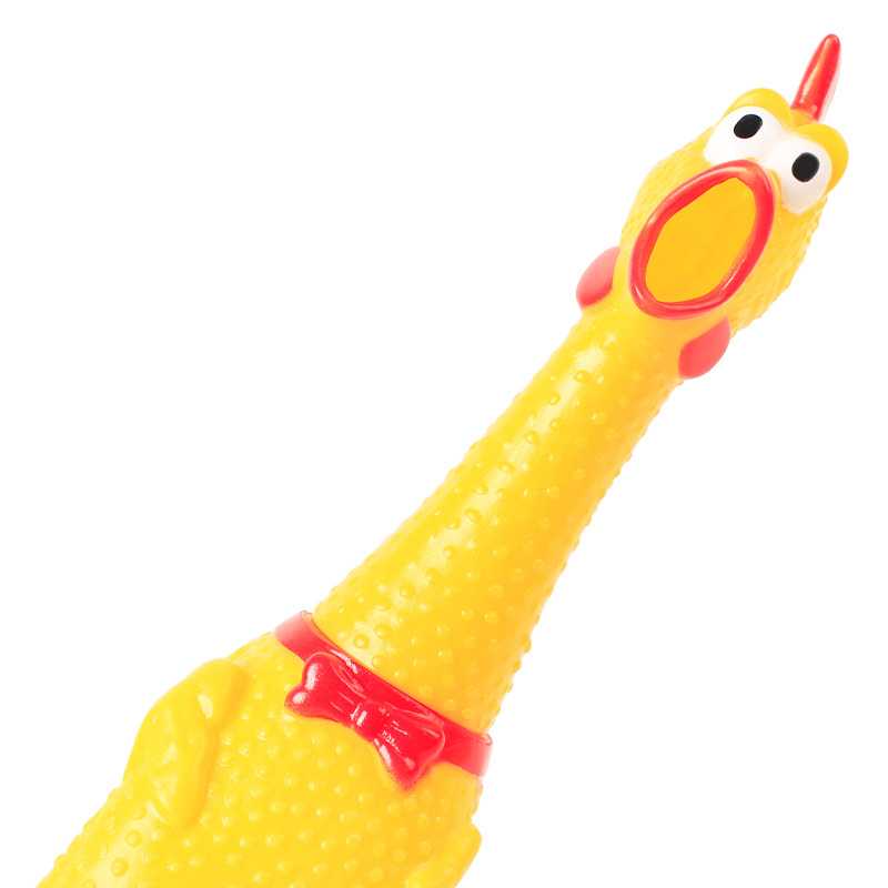 Screaming Yellow Rubber Chicken Squeaky Pet Dog Rubber Chew Toy