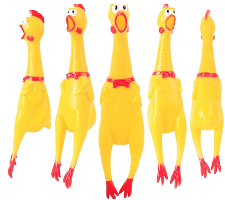 Screaming Yellow Rubber Chicken Squeaky Pet Dog Rubber Chew Toy