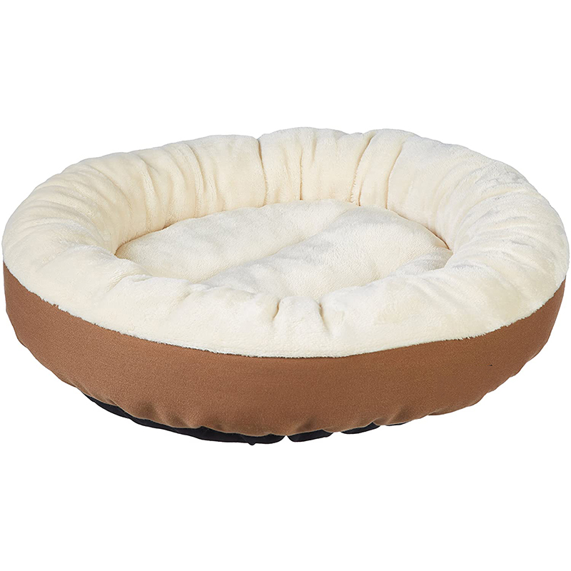Simple Soft Plush Material Customize Color Logo Solid Donut Pet Bed