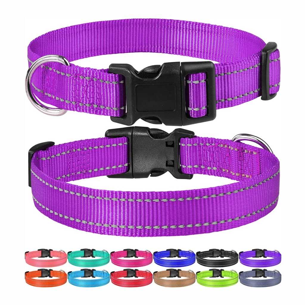 Small Medium Large Puppy Safety Nylon Pet Collars Outdoor Reflective Adjustable Dog Collar With Buckle