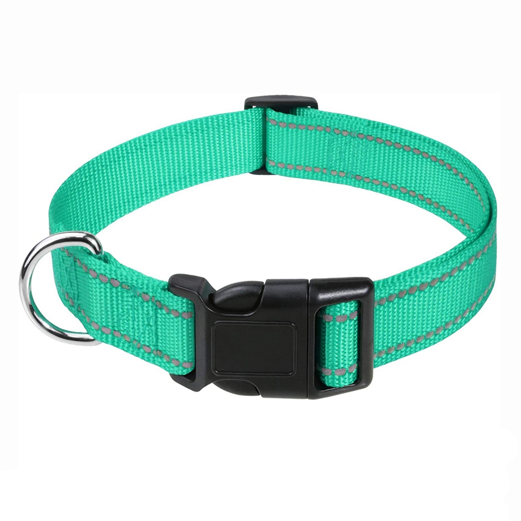 Small Medium Large Puppy Safety Nylon Pet Collars Outdoor Reflective Adjustable Dog Collar With Buckle
