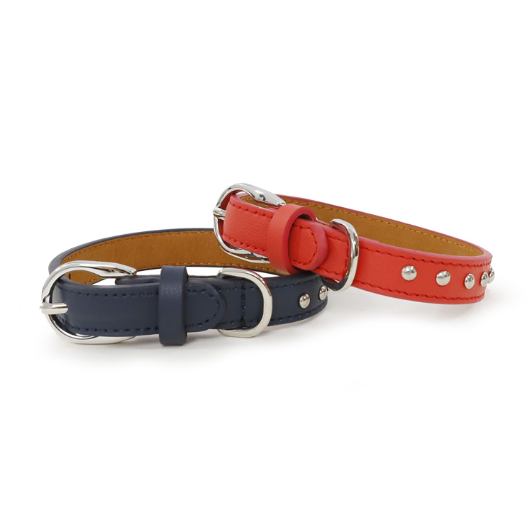 Soft Adjustable PU Leather Rivets Pet Collar Studded Sturdy Metal Buckle Cat Collar Small Dog Cat Puppy