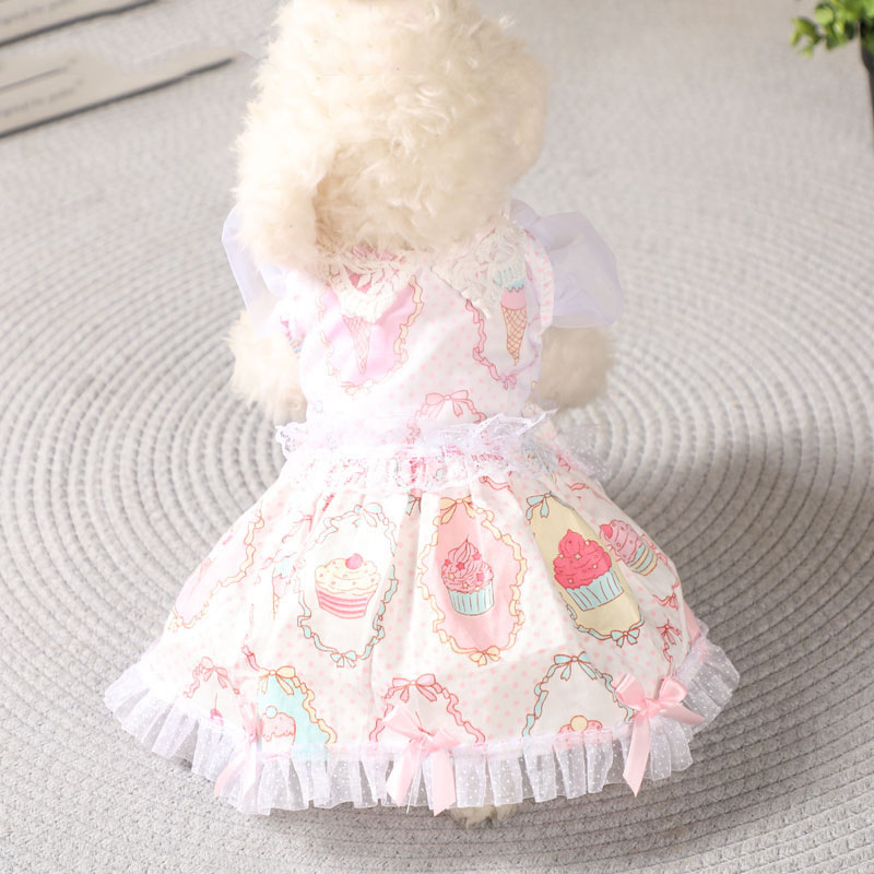 Soft Breathable Cotton Dog Skirt Amazon Teddy Pet Clothes Summer Thin Small Dog Dress